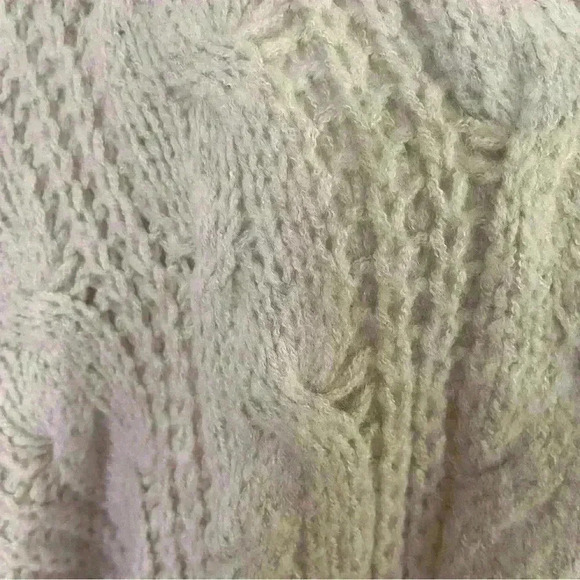 Aerie Mohair Blend Cable Knit Open Front Cardigan Short Sleeve Boho O/S Travel - Picture 9 of 9